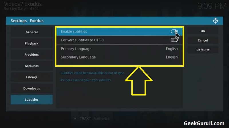 How to add Subtitles on Kodi Exodus