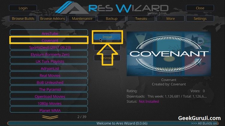 How to install covenant on kodi fire stick