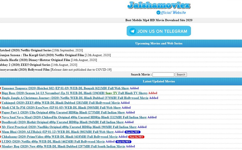 1JalshaMoviez.us Movie Download Website categories