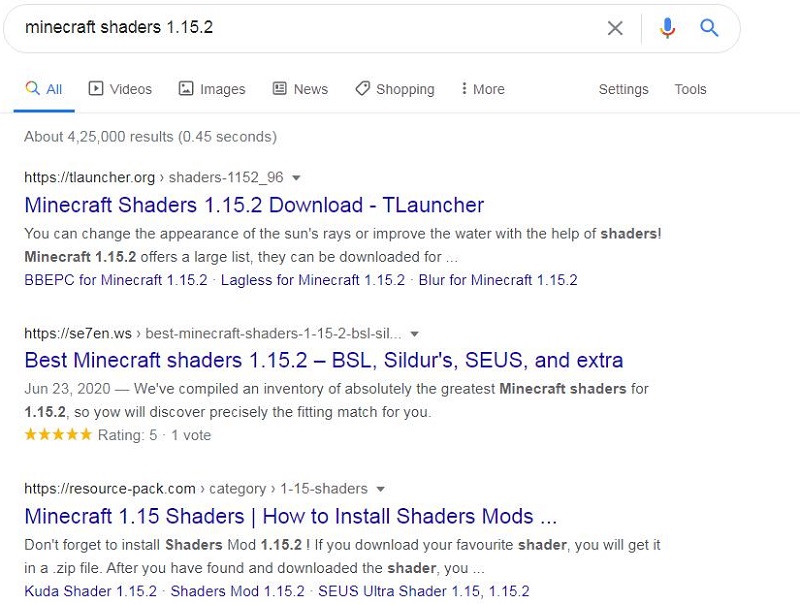 Search shaders