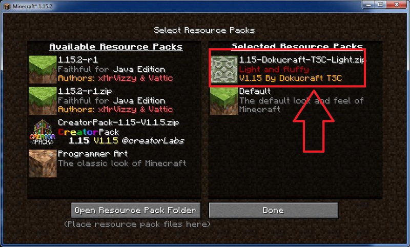 How To Download & Install DokuCraft in Minecraft resource pack selected