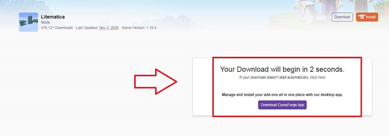 How To Download & Install Litematica in Minecraft download button